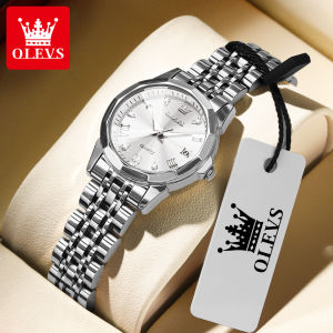 OLEVS Watch For Women Original Waterproof 2024 New Stainless steel strap Casual luminous Fashion Quartz Watches With Gift Box