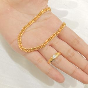 Set Perhiasan Gelang Cincin Mata Satu Lapis Emas Aksesoris Perhiasan