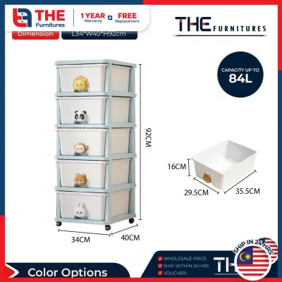 THE Single/Double (2-6 Layers) Toy Cartoon Drawer Storage Cabinet Organizer Kids Clothes Wardrobe