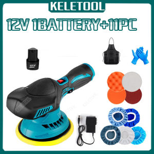 KELETOOL Cordless Car Polisher 18V Lithium-Ion 6-Speed 2500-6000RPM with 3pc Rechargeable Batteries and Polishing Pads