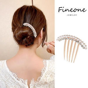 ที่คาดผมคริสตัลพลอยเทียมไข่มุกสำหรับกิ๊ฟหนีบผมผมมวยโลหะเครื่องประดับติดผมสำหรับเจ้าสาว