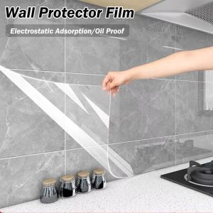 ADAM Oil Proof Wall Protector Film Electrostatic Adsorption Heat-resisting Waterproof Sticker Home Decoration Transparent Electrostatic Adhesion Sticker Kitchen