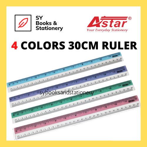 Plastic PVC Straight Ruler 4 Colors 12