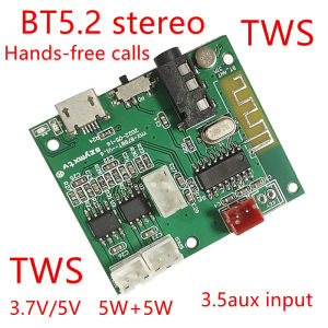 Amplifier Bluetooth TWS 5V 10W Stereo dengan fungsi panggilan AUX 3.5mm dan Pengisian Battery