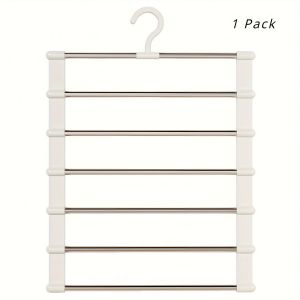 Multifunctional Trouser Rack Ladder Trouser Rack 7-Layer Stainless Steel Foldable Save Hangers Closet Organizer