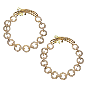 1 Pair Womens Elegant Metal Rings Shoulder Chain with Sparkling Rhinestones Bra Underwear Accessories for Formal Dress