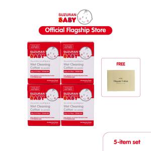 Suzuran Baby Wet Cleaning Cotton Bundle (4 Packs) + FREE Organic Cotton 80 pcs