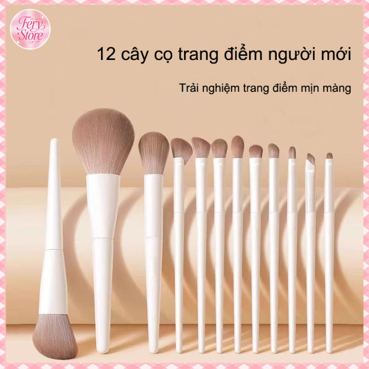 Bộ 12 cây cọ trang điểm dành cho người mới | Cọ mắt, cọ phấn má, cọ ...