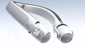 พัดลมติดคอแบบพกพา การชาร์จ USB ใบมีดเทอร์โบปรับได้สามแบบไม่มีใบมีด เหมาะสำหรับการใช้งานกลางแจ้ง