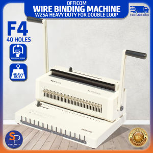 Officom W25A Wire Binding Machine F4 Size 40 Holes 3:1 Pitch Long Size Heavy Duty for Double Loop Notebook Binder Refill