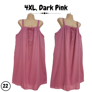 iChubby Plus Size (4XL) Plain Color CHALLIS FABRIC Square Neck Spaghetti Strap Pambahay Daster Dress with Side Pocket for Women