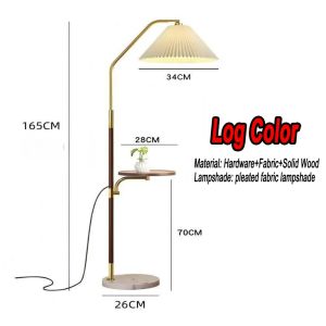 Nordic LED Floor Light Brown/White Stand Lamp Bedroom Home Decor Lighting Wood Metal Tray Marble Bas
