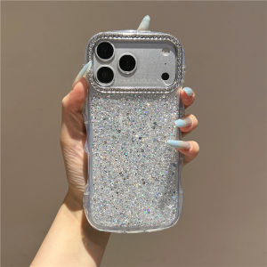 Sequin Glitter Bling Curly Wavy Bumper Phone Case For iPhone 17 16 15 14 13 Plus Pro Max Clear Diamond Camera Shockproof Cover