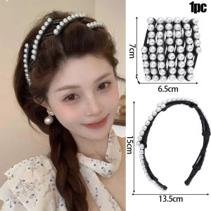 แฟชั่นที่คาดผมพับเก็บได้มุกเทียมติดผมผู้หญิงหญิงสาวหวานสุดหรูเครื่องประดับผมห่วงล้างหน้า