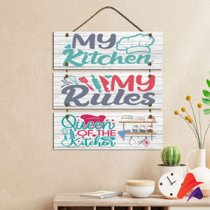 HIASAN DINDING GANTUNG SIGN MY KITCHEN MY RULES RENTENG 3 KAMAR DEKORASI RUMAH WALL DECOR