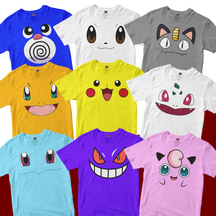 Pokemon Face Anime Pikachu, Poliwag, Eevee, Meowth, Charmander ...