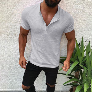 2022 New hot-selling items of the year: European and American mens clothing with unique buttons solid color mens tops in stock 1822#