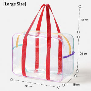 Beg Mandian Lutsinar Wanita Beg Travel Tahan Air Beg Mandi Bilik Air Besar Mudah Bawa Untuk Pantai Kolam Mandi Pink Comel Beach Swimming Toiletry Storage Waterproof Bag Bathroom Transparent Large Capacity 沙滩游泳洗漱包防水袋收纳包浴室透明大容量便携旅行洗澡 粉色简约 H092