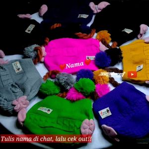 Kupluk Kepang Bayi Perempuan & Bordir Nama