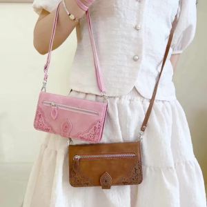 Ví đeo chéo FCCrossbody có dây đeo họa tiết hoa nổi 3D ốp lưng da lật dành cho Samsung Galaxy S26 S25 Ultra S23 S22 A17 A14 M53 A34 A56 A53 S25 FE M52 A52 có ngăn đựng thẻ giá đỡ ví kéo khóa chân đế dây đeo rút gọn túi đeo vai vỏ bảo vệ.