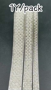 WH (91cm/pack) 1cm/1.5cm/2cm Pearl Diamond Lace Self-adhesive Diamond Home Clothing Accessories Shoes And Hats DIY Decorative Ribbon