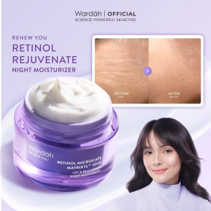 Wardah Retinol Microcapsule Night Cream 30g | Microencapsulated Slow-Release Retinol Matrixyl 3000 Collagen Stimulation Fine Line Fading Skin Plumping Firming Anti-Aging Overnight Rejuvenating Moisturizer