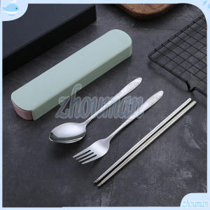 ชุดช้อนส้อมตะเกียบ ตะเกียบพกพา ช้อนส้อมพกพา ชุดช้อนส้อมพกพา ช้อน ส้อม ตะเกียบ สแตนเลสแท้ ช้อนส้อมสแตนเลส 304