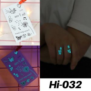 🔥Orfila Blue Waterproof Luminous Tattoo Sticker Music Festival Party Luminous Snake Butterfly Face Sticker COD