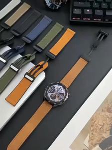 Genuine leather silicone watch strap compatible with Huawei GT5 Xiaomi S4 Bracelet 9pro Samsung watch6 Magnetic New Model
