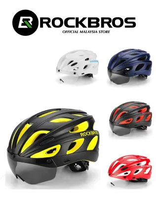 [OFFICIAL STORE MALAYSIA] ProBiker RockBros Cycling MTB Road Bike Helmets Bicycle Integrally-molded Helmets Magnetic Ultralight With Polarized Sunglass 57-62cm Bicycle Helmet Sunglass Visor MULTICOLOR