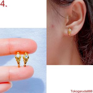 Anting jepit anak dan dewasa emas asli kadar 70 16k lokal solitaire love cetek permata terbaru kerabu giwang