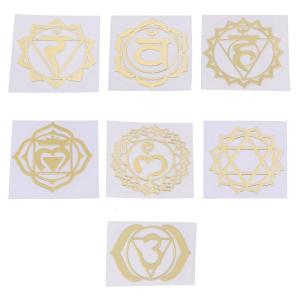 7 Pcs Sacred Geometry Metal Stickers Delicate Flower of Life Chakras Stickers Pyramid Meditation Art Resin Filler Supply