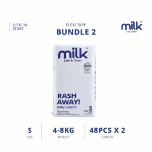 [BUNDLE] MILK Baby Diaper Flexi Tape Bundle S96 M84 (2 Packs) FREE MAM Perfect Pacifier 0-2 Months Baby Soother