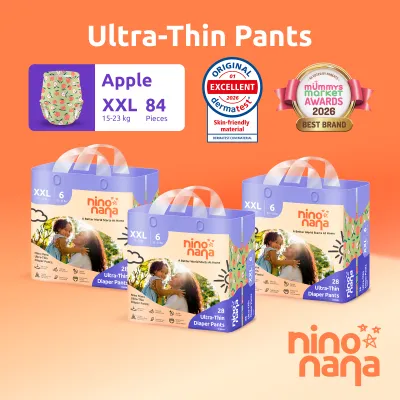 Nino Nana Baby Ultra-Thin Diaper Pants Carton [Bundle of 3] | M (6–11kg) / L (9–14kg) / XL (12–18kg) / XXL (15–23kg)