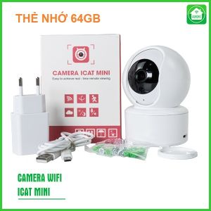 Combo Camera Thông Minh Hunonic Icat Và Xoay 360 Độ Theo Dõi Chuyển Động Đàm Thoại 2 Chiều Kèm Thẻ Nhớ