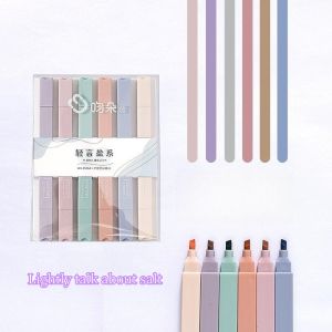 6 PCS/Set Morandi color Highlighter Pens eye care marker soft head student Kawaii Candy Color fluorescent pen note school light