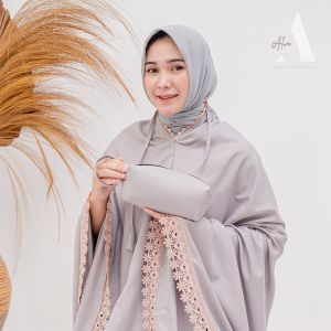 Free Tas Dompet - Mukena Dewasa Resleting Dagu Polos Renda Guifer Mewah 6Cm Terbaru 2024