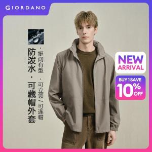 GIORDANO Men Jackets Hidden Hood Stand Collar Jackets Mesh Lining Drawsring Hem Fashionable Casual Jackets 13076827