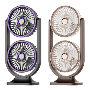 Desk Fan USB Rechargeable Quiet Cooling Fan Portable Desk Fan Portable Double Head Cooling Fan for Home Outdoor