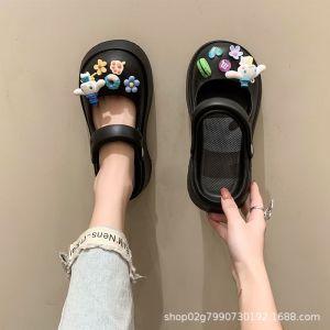 2025 kkl Soft Cushion Closed-Toe Semi-Slip On Slippers for Women Summer Outdoor New Cute Thick-Soled Non-Slip Cartoon Mary Jane Clogs Wholesale