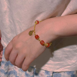 Pharaoh🎀COD Gelang Kawat Emas Liontin Lonceng Zamrud Senar Elegan Mewah Chain Perhiasan Wanita