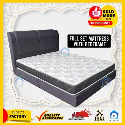 [FREE INSTALLATION] [HOMEDECO] FULL SET 7.5” SINGLE/SUPER SINGLE/QUEEN/KING MATTRESS (WITHOUT SPRING)+BEDFRAME / SET KATIL & TILAM