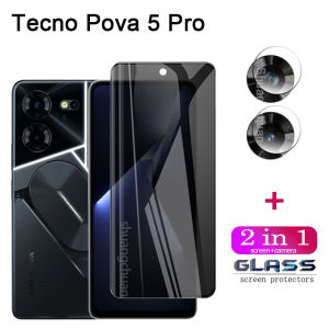 Tecno pova 5 Kính cường lực Miếng dán màn hình chống nhìn trộm + Phim ống kính máy ảnh 2in1tecno pova 5 PRO kính cường lực phủ toàn màn hình