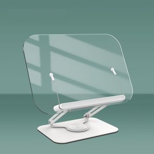 360° Rotating Adjustable Book Stand Tablet Stand Book Holder Elastic Page Clips Foldable Desktop Riser