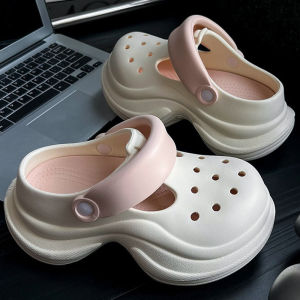 WomenS Stylish And Simple New Spring/Summer Perforated Shoes With A Slim Waist Design Two-Tone Thick Soles For Height Increase