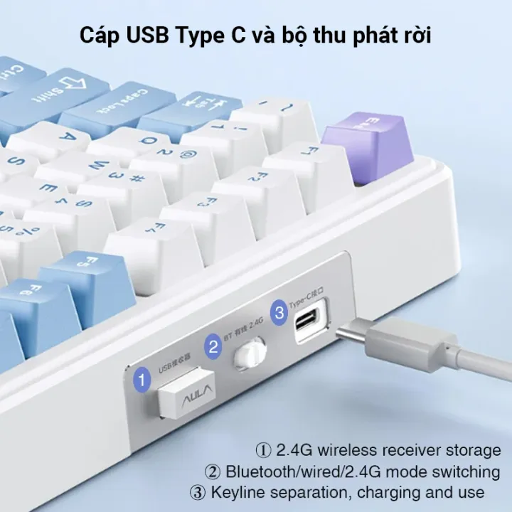 [Quà Tặng bộ vs bàn phím 7 in 1]Bàn phím cơ AULA F75 mạch xuôi 3 Mode 4000 maH - Full key hotswappable - 75% - BH 12T | BigBuy360 - bigbuy360.vn