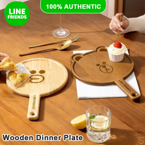 100% Authentic Line Friends Dinner Plate Wooden Insulated Tray Anti-scalding Fruit Plate Food Tray Tea Fruit Food Server Dish Platter Dessert Plate Anti-fade High Temperature Resistance Sturdy and Durable BROWN SALLY LFB86