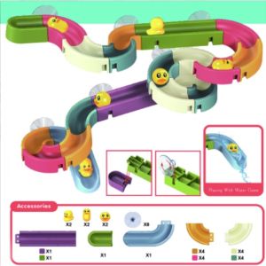 Children Water Slide Toy | Assembling Tracks Little Yellow Duck Toy | Baby Bathing Water Toy | Educational Toys for Kids