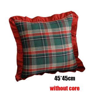 GENENIC Plaid Christmas Pillow Cover Festive Square Cushion Pillowslip Holiday Decor Decorative Sofa Pillowcase Christmas