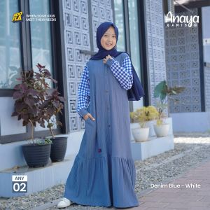 Hooflakids - Anaya gamis - Gamis anak perempuan remaja anak tanggung usia 5 6 7 8 9 10 11 12 tahun baju lebaran terbaru 2024 green denim black pink